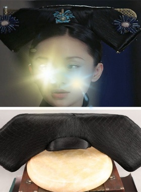 清宫旗头假发古风如懿传造型装扮发包黑色高温丝贵妃格格一体发髻