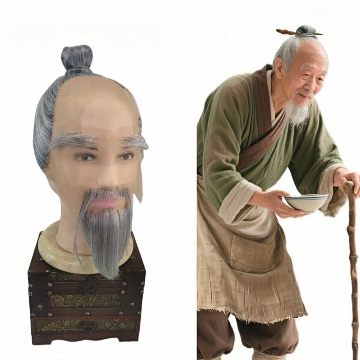 老汉造型发套古装演出花白色头套