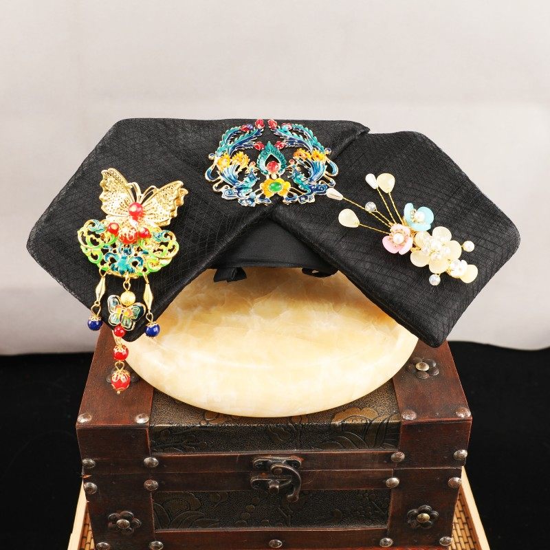 古风格格贵妃旗装头饰品延禧攻略造型假发黑色高温丝古装清朝旗头