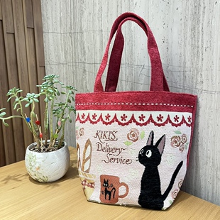 出口日本原单餐桌上黑猫日式便当包手拎包手拎袋饭盒包上班拎包