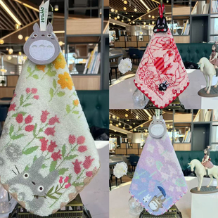 出口日本卡通猫刺绣擦手巾挂式厨房卫生间吸水手帕送挂钩23×23㎝