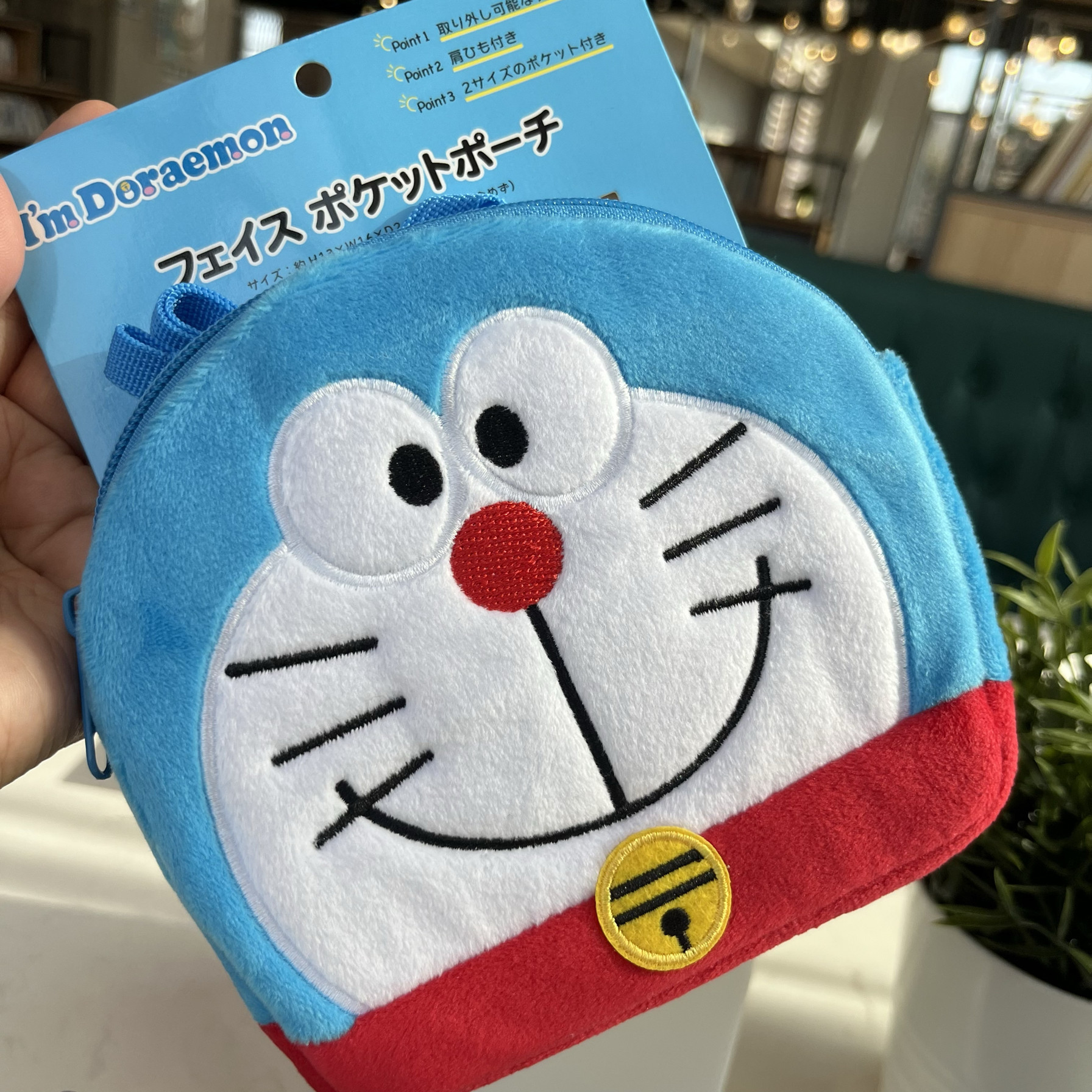日本正品叮猫蓝胖子卡通动漫毛绒公仔斜挎包挂腰包两用儿童背包