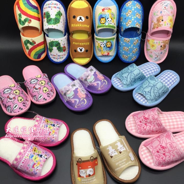 瑕疵出口日本原单毛毛虫迪士尼室内防滑男童女童儿童地板拖鞋