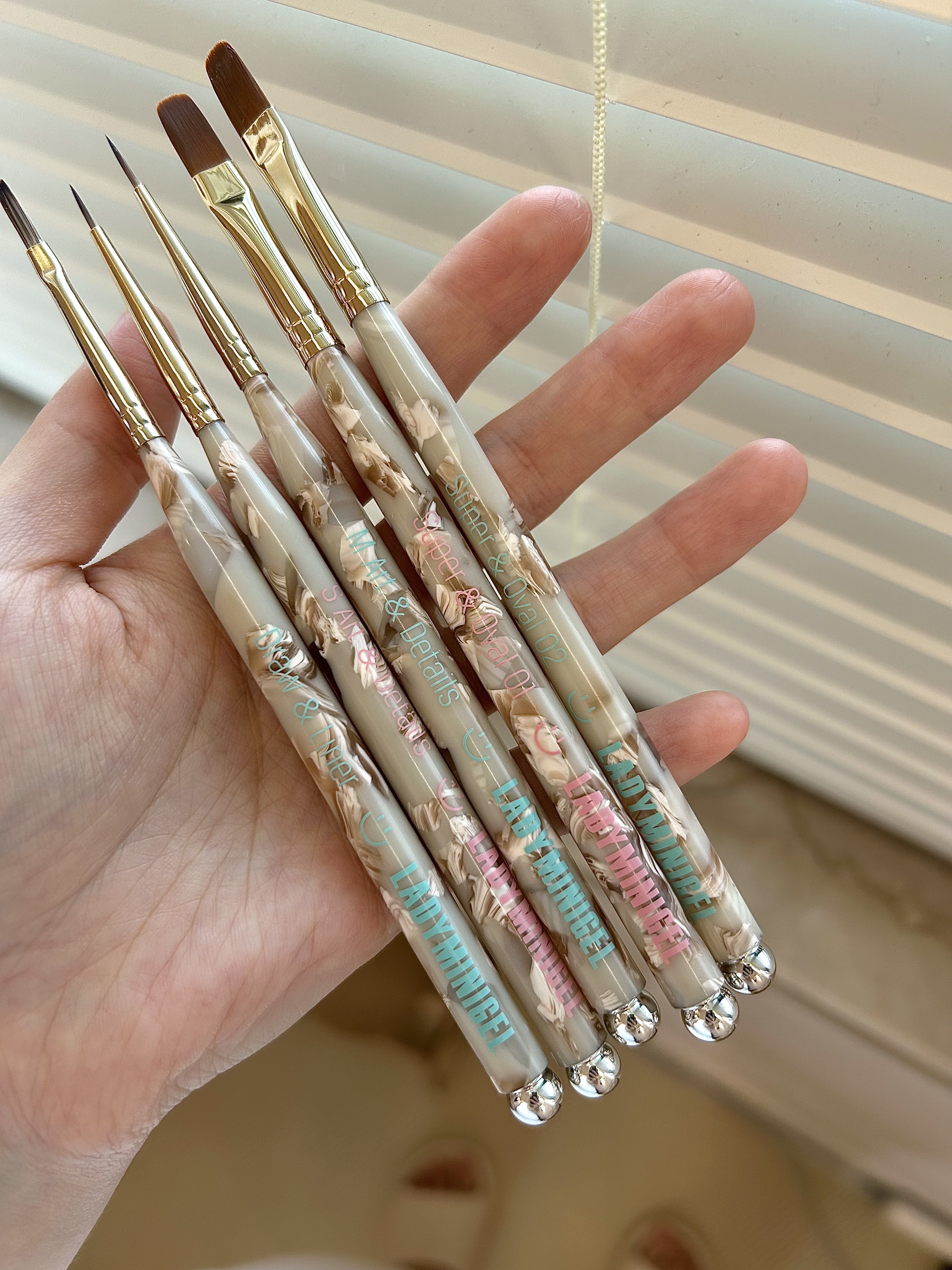 新款原崎Harasaki美甲笔太妃糖阿尔卑斯系列长平圆头建构小笔