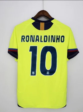 05 06 Away Barcelona MESSI Xavi Ronaldinho Classic Jersey