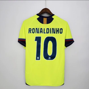 05 06 Away Barcelona MESSI Xavi Ronaldinho Classic Jersey