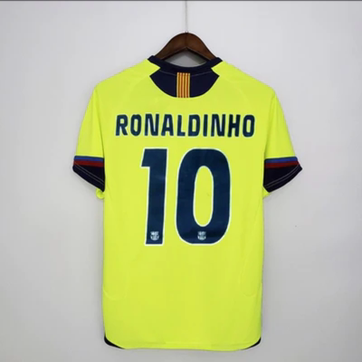 05 06 Away Barcelona MESSI Xavi Ronaldinho Classic Jersey