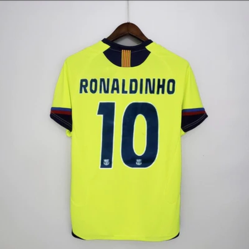 05 06 Away Barcelona MESSI Xavi Ronaldinho Classic Jersey