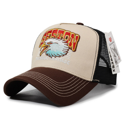 外贸帽子老鹰刺绣春夏季透气网眼棒球帽跨境男女士美式卡车司机帽