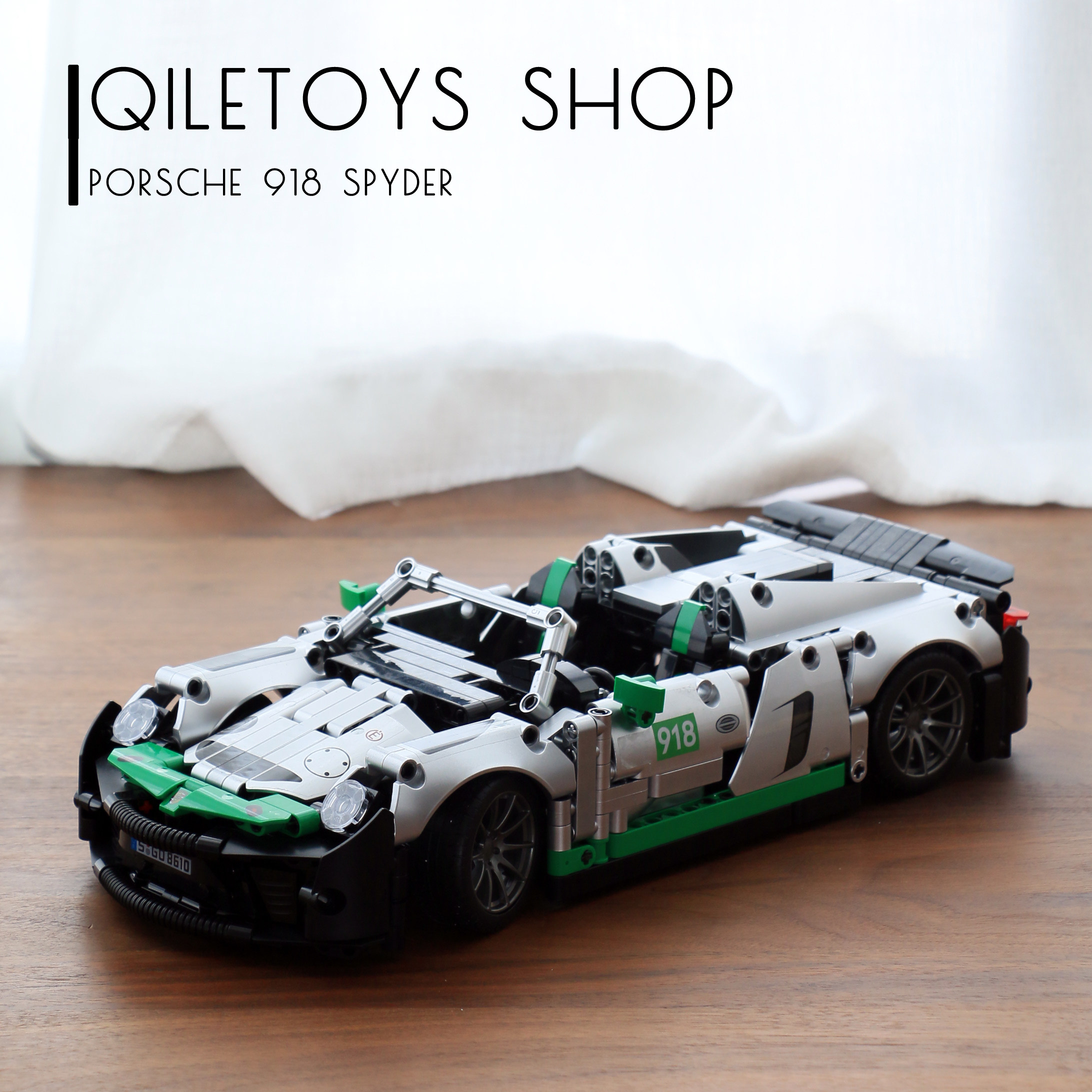moc中国积木保时捷918敞篷可遥控跑车成人高难度积木模型拼装玩具
