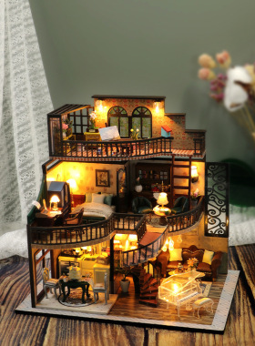 m213筑梦高阁diy手工拼装木质小屋3d立体欧式拼装小屋跨境玩具