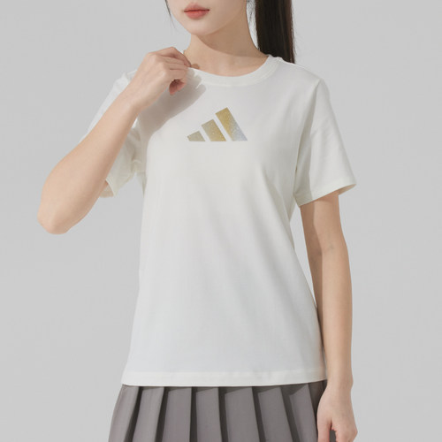 adidas阿迪达斯女子夏季新LOGO短袖T恤圆领运动休闲跑步JM8803