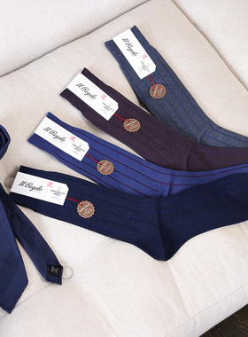 il-regalo 日本男士条纹正装商务袜 中筒袜 罗纹条纹 ilregalo