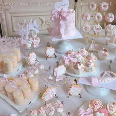 浪漫粉色梦幻婚礼甜品台推推乐贴纸插件蛋糕围边布丁杯封口纸摆件