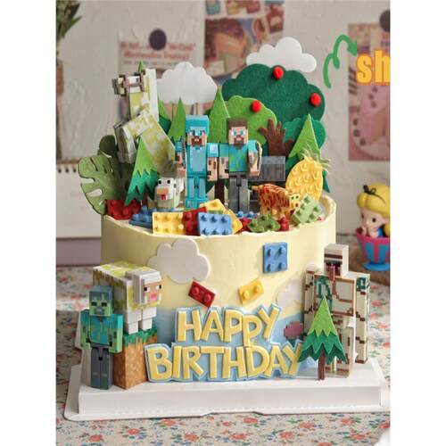 我的世界蛋糕装饰摆件mine