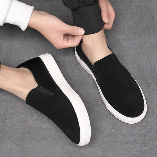 真皮透气一脚蹬懒人休闲乐福鞋男