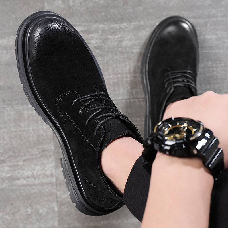 复古擦色厚底高帮工装靴南磨砂