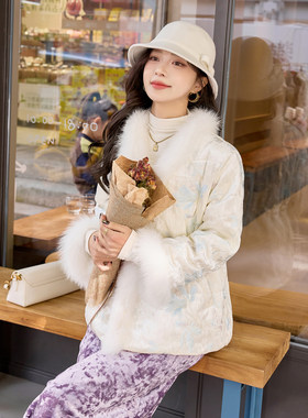 狐狸毛羽绒服女装外套中长款上衣