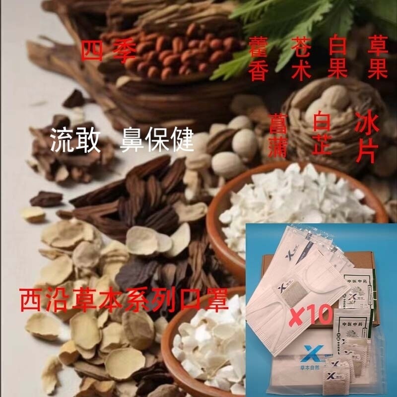 四季流感鼻保健上呼吸道西沿专利防护草本香蘘口罩两件送雾化
