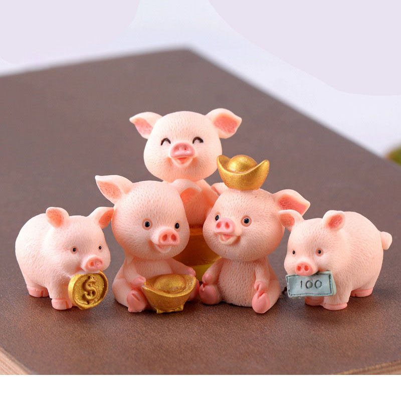 小猪汽车蛋糕节日盲盒树脂工艺品