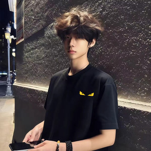 美式 T恤男夏季 重磅宽松百搭痞帅上衣半袖 潮牌高街风100%纯棉短袖