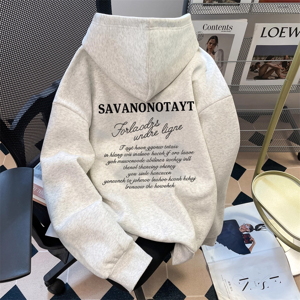 美式潮牌字母印花连帽卫衣男秋冬