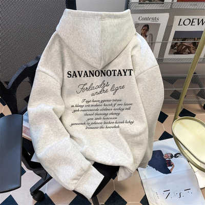 美式潮牌字母印花连帽卫衣男秋冬