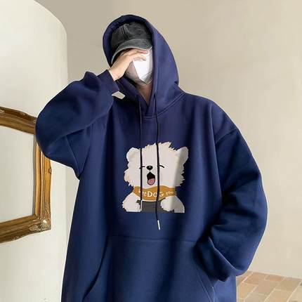100%纯棉美式高街潮牌连帽卫衣男秋冬加绒港风休闲宽松情侣外套潮