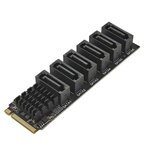 M2 KEY-M NVME PCI-E转6口SATA3.0 6Gbps扩展转硬盘转接卡RTL9100