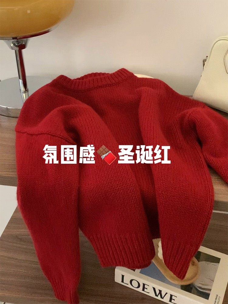 CHAO级无敌推荐！氛围感圣诞本命年龙年衣服红色加厚浣熊绒毛衣女,女装/女士精品,羊绒衫,淘宝优惠券,粉丝福利购,淘宝优惠卷