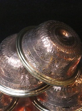 纯铜紫铜雕花供水杯七支八供水碗家用杯大小号圣水杯供奉摆件