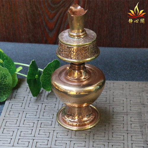 藏传供品尼泊尔手工纯铜紫铜雕花文巴壶贲巴壶净水灌顶宝瓶小无嘴