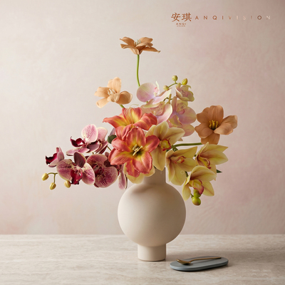 黄色系仿真花假花卧室客厅氛围感