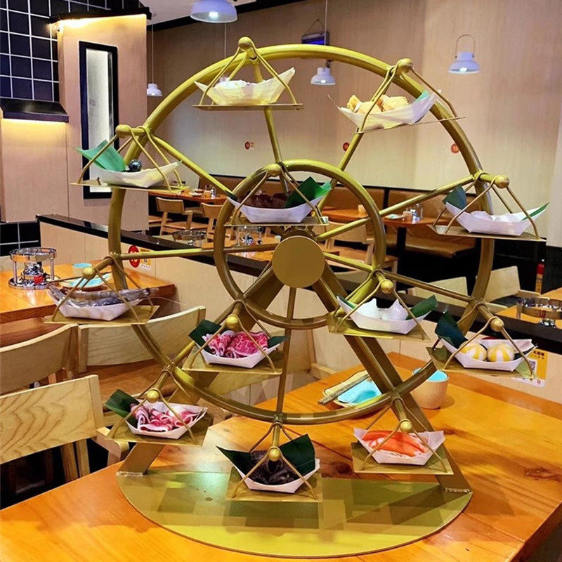 定制 网红摩天轮旋转烤肉展示架摆盘创意火锅特色用具DIY料理餐具,商业/办公家具,水果架,淘宝优惠券,粉丝福利购,淘宝优惠卷