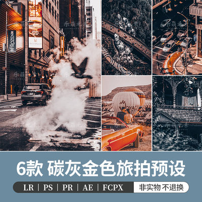 LR预设高级碳灰金色质感PS人像PR胶片调色滤镜lightroom达芬奇LUT