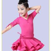 儿童拉丁练功服元 考级连体高级感弹力紧身舞蹈服演出服表演 旦新款