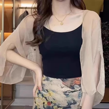国风开衫防晒衣女夏天外搭薄纱天丝披肩外套配吊带连衣裙薄款罩衫