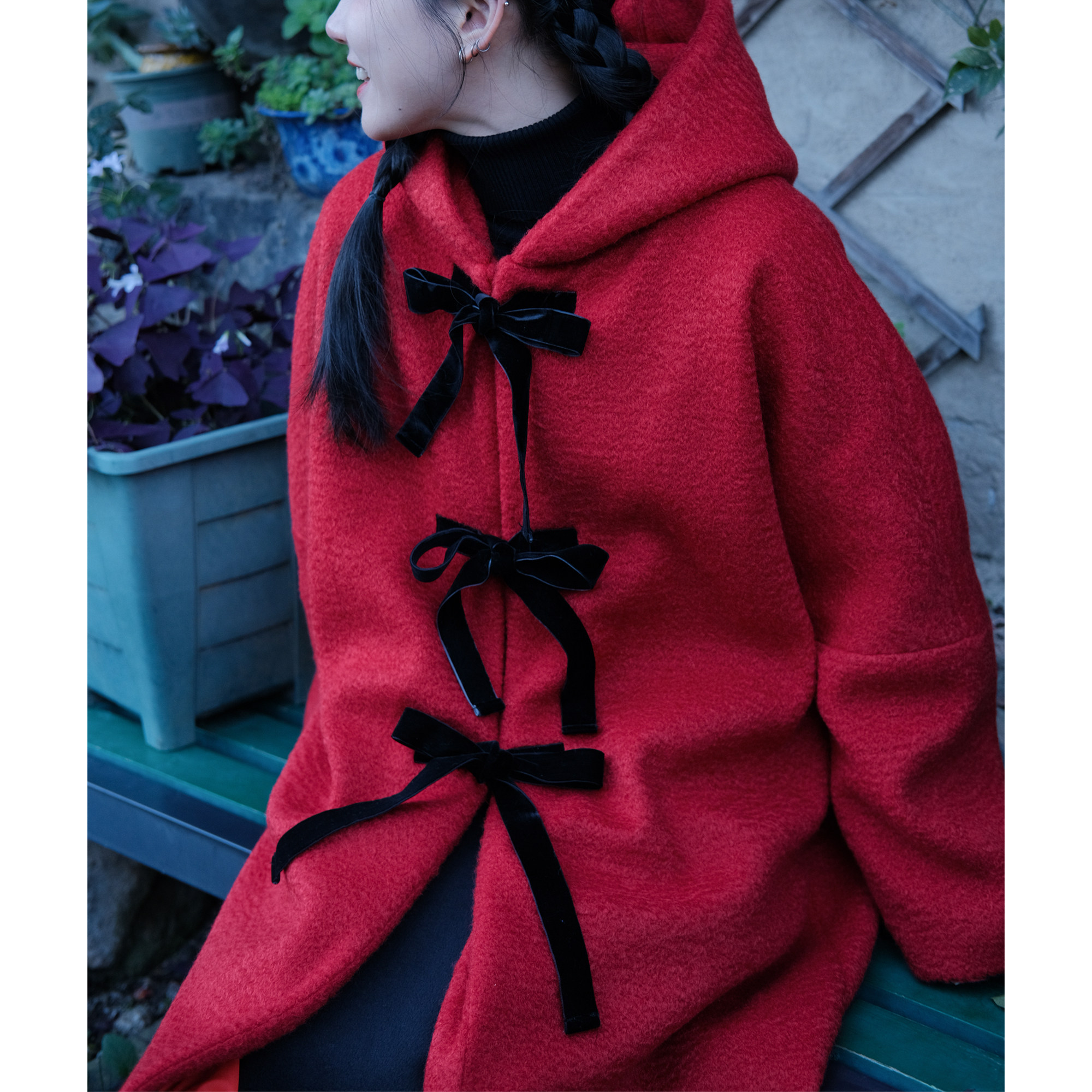 【6.5折清仓】甜美红色毛呢外套