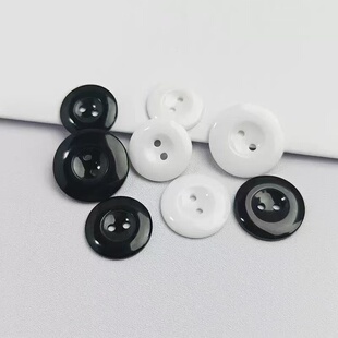 高档黑白百搭亮面树脂两眼纽扣风衣大衣针织衫外套衬衫倒边扣钮扣