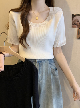 2026年大码女装夏季新款T恤衫胖mm显瘦简约上衣胖妹妹冰丝体恤衫