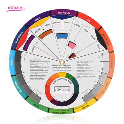 ATOMUS迷你配色方案刺青纹绣纹身色轮盘 双面调色混合色卡可旋转