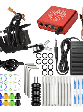 纹身帆船割线线圈机红色乘黄电源纹身线圈机套装WSTZ1076_04