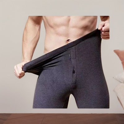 男士双面绒带护膝打底裤加厚线裤