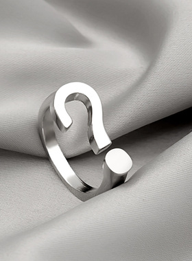 ins小众设计感问号戒指 简约新潮欧美个性甜酷暗黑女戒食指戒