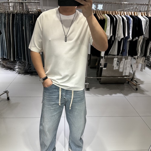 QFO夏季潮牌男士圆领短袖T恤宽松简约时尚纯色打底休闲半袖青年