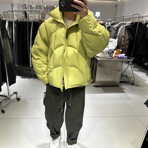 华夫格大面包羽绒服男士立领冬装潮牌高充白300g白鸭绒松弛风外套