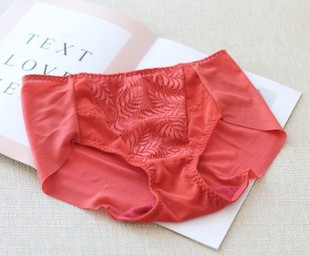 5条包邮 外贸原单红色本命年牛奶丝柔软无痕中腰女内裤三角裤