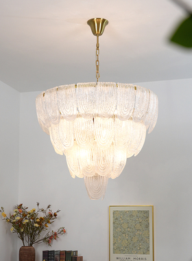 法式中古murano穆拉诺玻璃吊灯复古高级感餐厅灯轻奢艺术卧室灯具