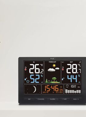 TFA Dostmann Season无线气象站天气预报温度湿度月相闹钟气压