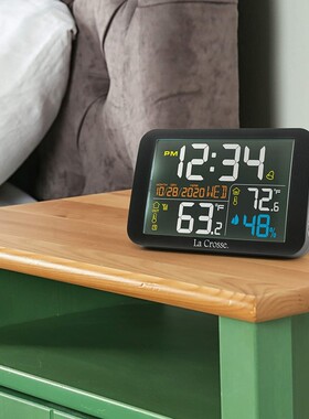 美国La Crosse Technology彩色无线气象站温度计湿度计时钟闹钟